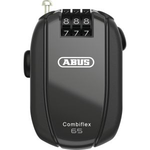 ABUS Combiflex StopOver 65cm, Sin soporte CHR, negro, Bicicleta , Candado de cable con cable de acero extensible, 954542