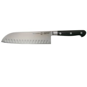 MESSERMEISTER Meridian Elite Kullenschliff Santoku-Messer, Klingenlänge: 18cm, japanisches Kochmesser, MM-E-3610-7K