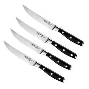 MESSERMEISTER AVANTA POM Negro, Longitud de la hoja: 24cm, negro-plata, Juego de cuchillos para carne de 4 piezas., MM-L7684-5-4S