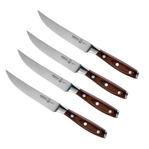 MESSERMEISTER AVANTA Pakkawood, Longitud de la hoja: 24cm, marrón-plata, Juego de cuchillos para carne de 4 piezas., MM-L8684-5-4S