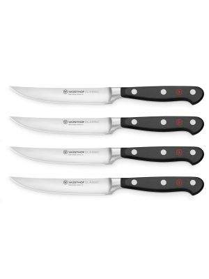 WÜSTHOF Classic, Longitud de la hoja: 12cm, Juego de cuchillos para carne con 4 cuchillos, 1120160401