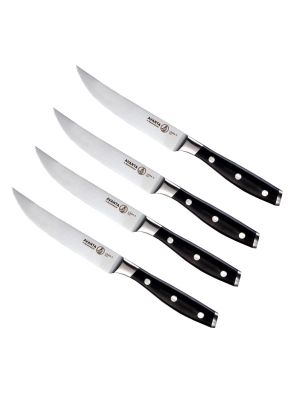 MESSERMEISTER AVANTA Black POM, lungimea lamei: 24cm, negru-argint, Set de cuțite pentru friptură din 4 piese, MM-L7684-5-4S